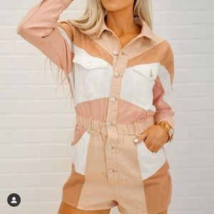 PINK DENIM ROMPER